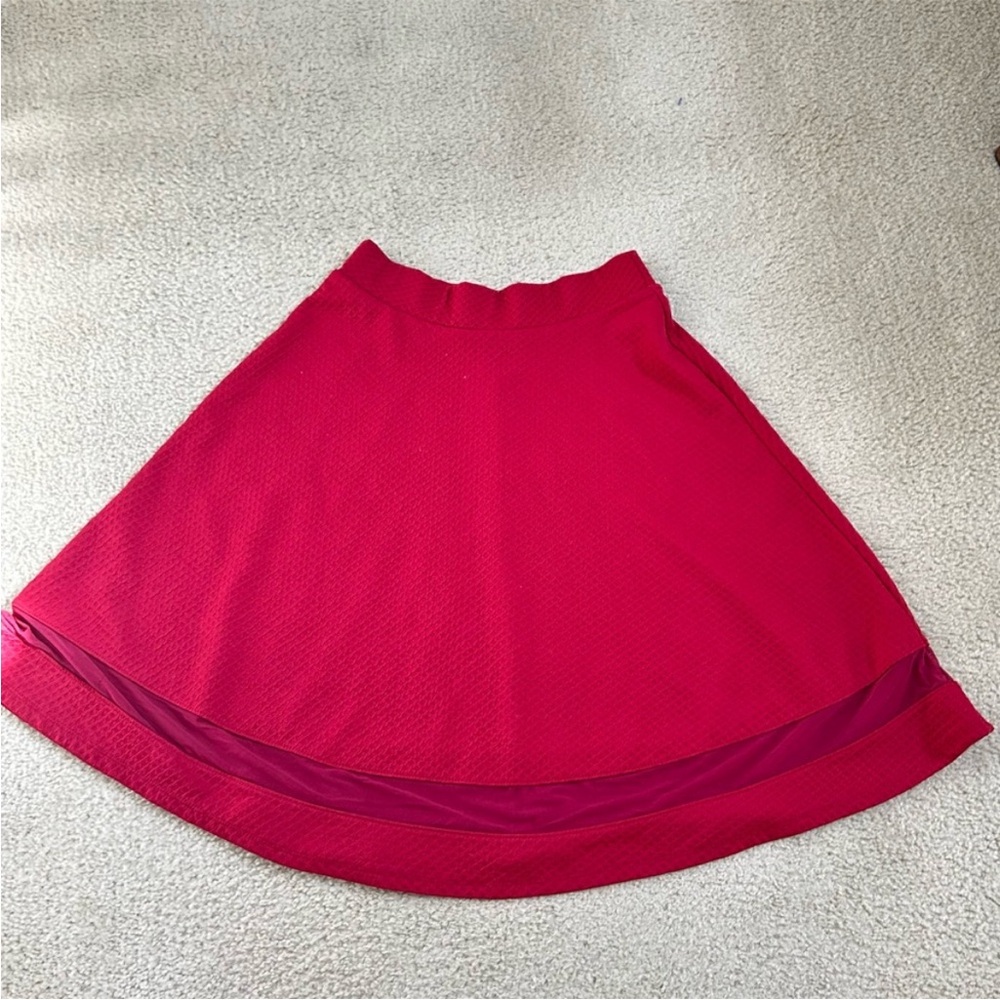 Faith and Joy Textured Red Circle Skater Skirt Small Flaw Mesh Texture Quilted